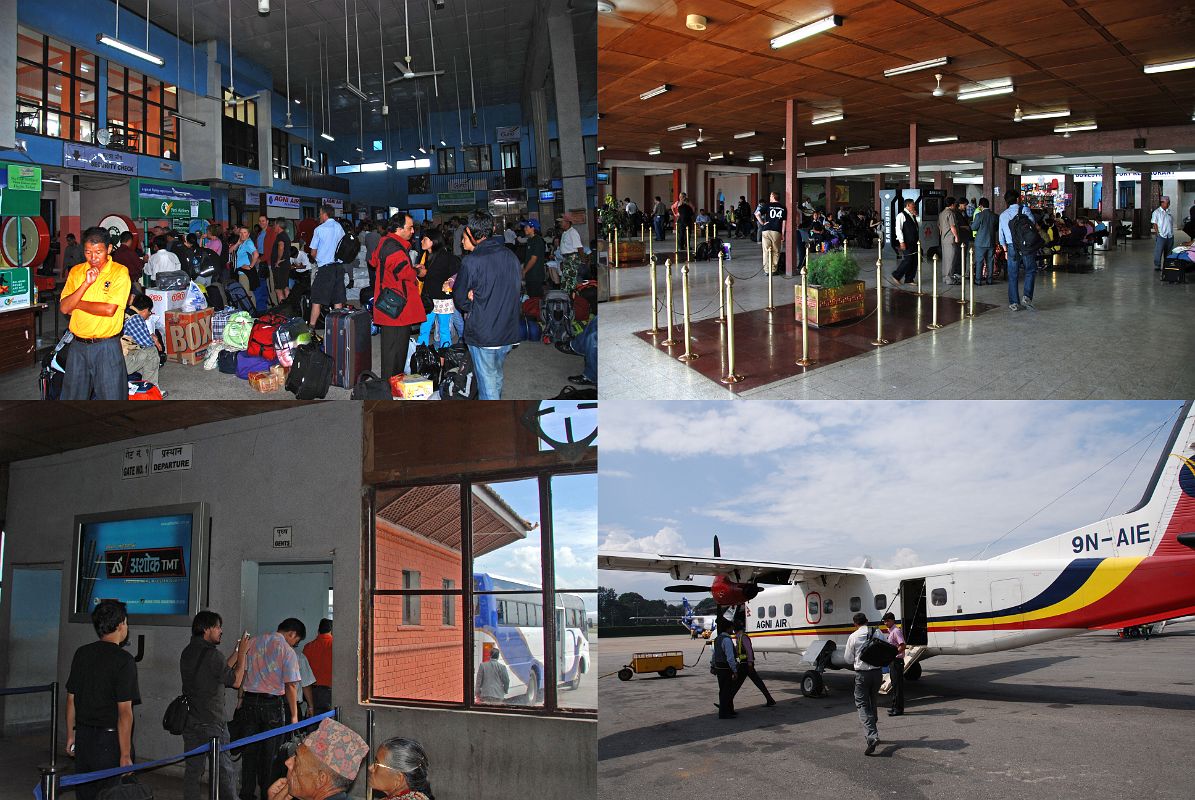 Lukla To Namche Bazaar 01 Kathmandu Domestic Airport - Check In, Waiting Room, Security To Board Bus. Airplane